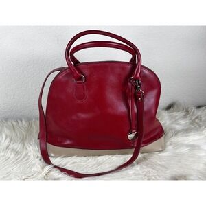 Gianni Notaro Red Leather Satchel Tote Bag Italy Structured Work Purse Chic